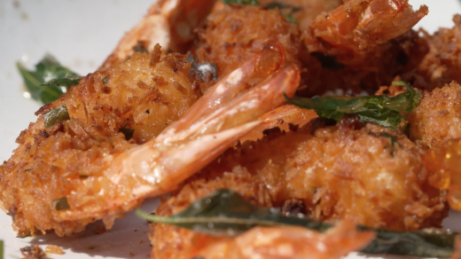 At Home | Chetna Makan’s Coconut Curry Leaf Prawns with Peanut & Coriander Chutney