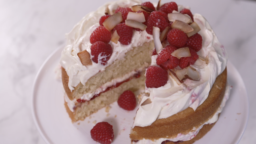 At Home | Chetna Makan’s Coconut & Raspberry Cake